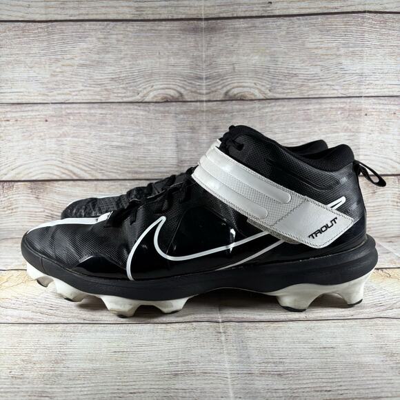 Nike Force Trout Pro 7 MCS Mens Size 14 Baseball Cleats CT0828-005 Black White - Picture 1 of 15